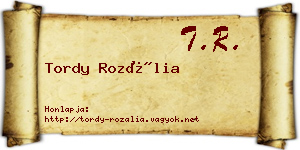 Tordy Rozália névjegykártya